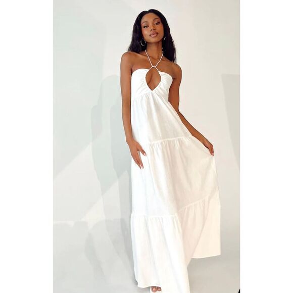 Princess Polly LINCOLN MAXI DRESS WHITE New Size 10 - Picture 1 of 11